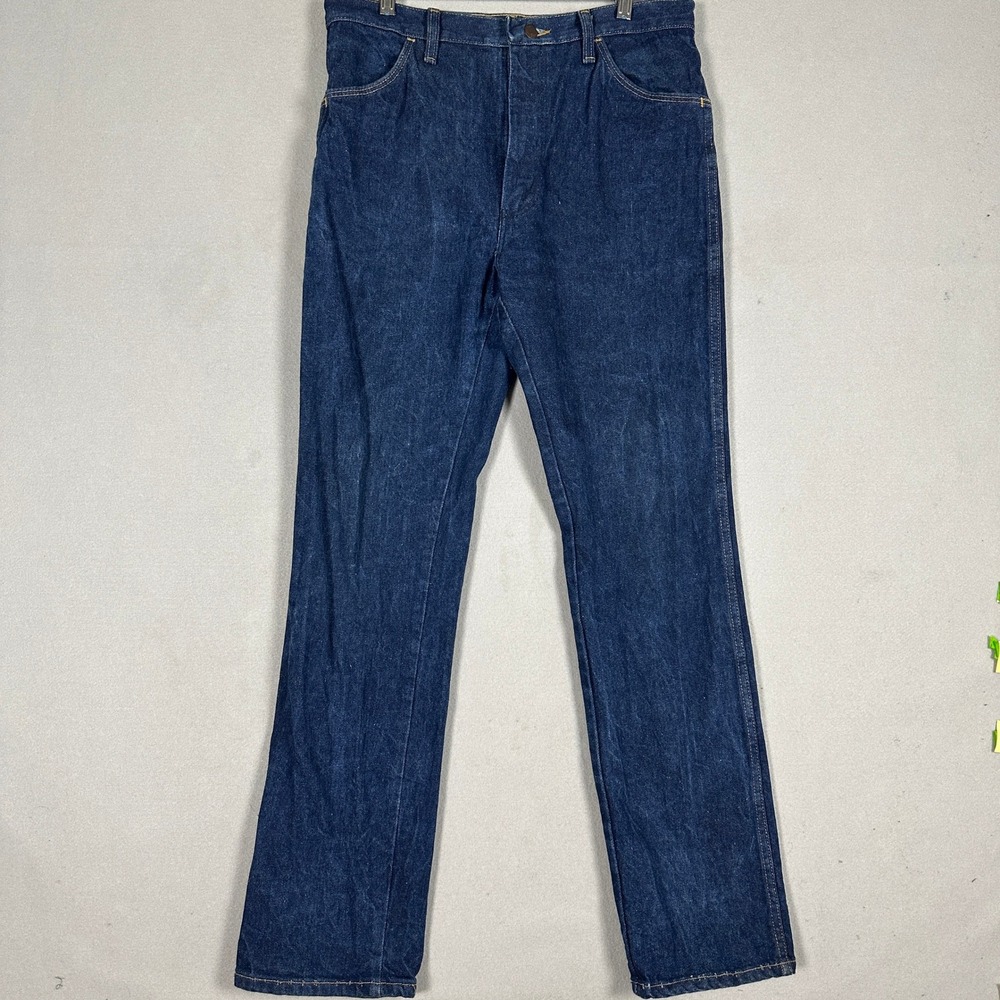 Vintage Rustler Jeans Mens 34X32 Blue Straight Leg Dark Wash Denim Made In USA